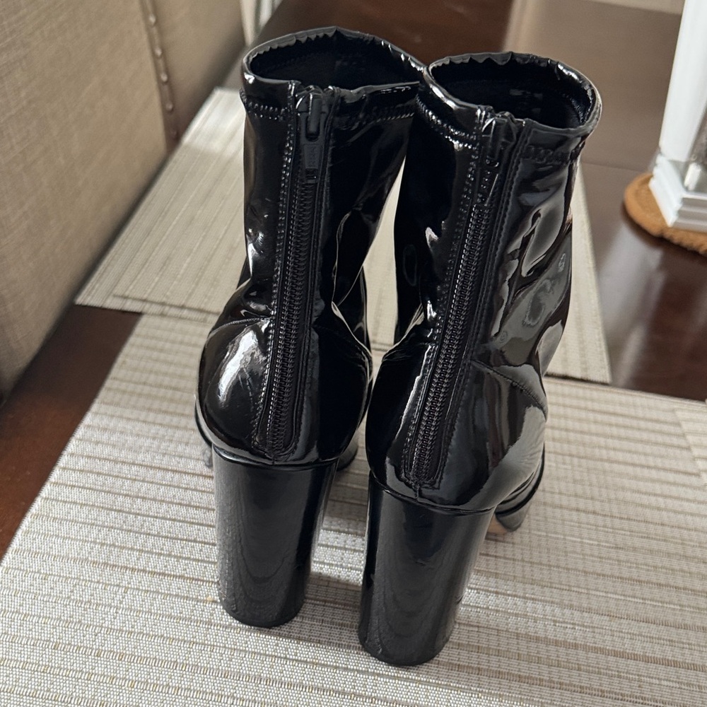 Aldo Black Patent Block Heel Ankle Booties - Picture 6 of 8